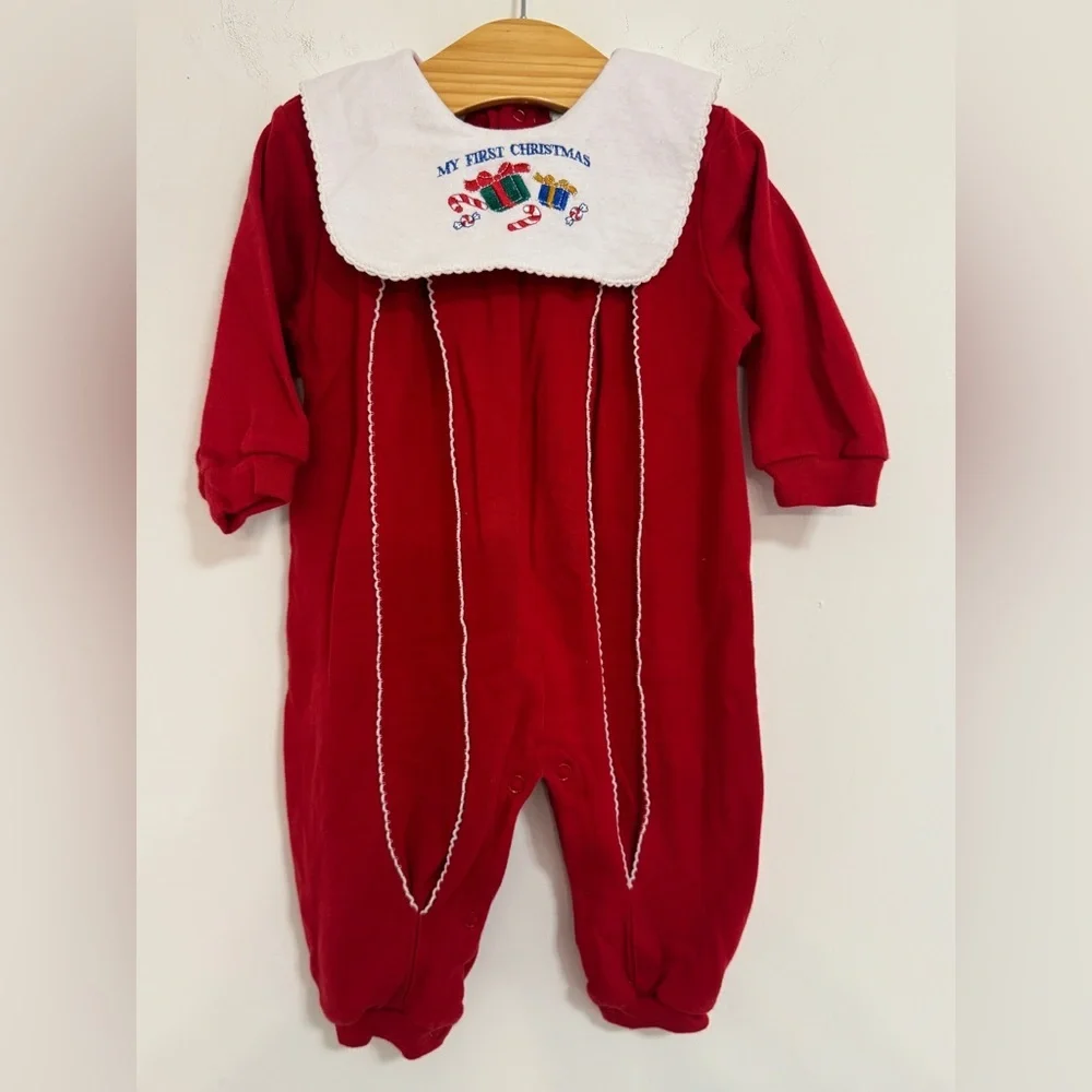 CC Baby Boutique Red Festive First Christmas  Kids Footie